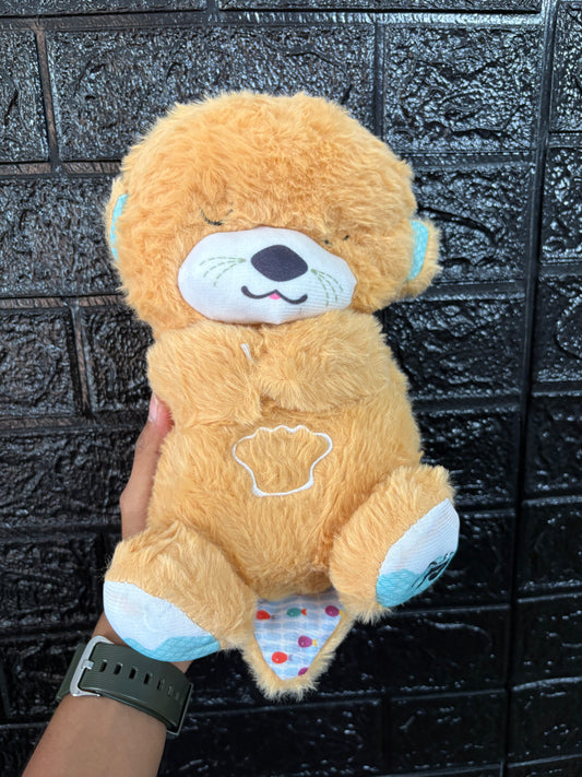 Sleep Breathing Teddy Bear Soft Toy with Light Sound - Brown