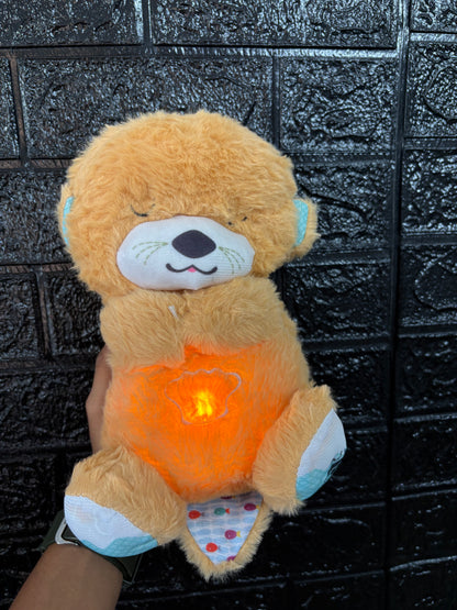 Sleep Breathing Teddy Bear Soft Toy with Light Sound - Brown